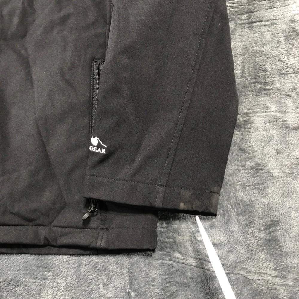 Alaska Gear Mens Softshell Jacket Black Full‎ Zip Mock Neck Outdoor Size M